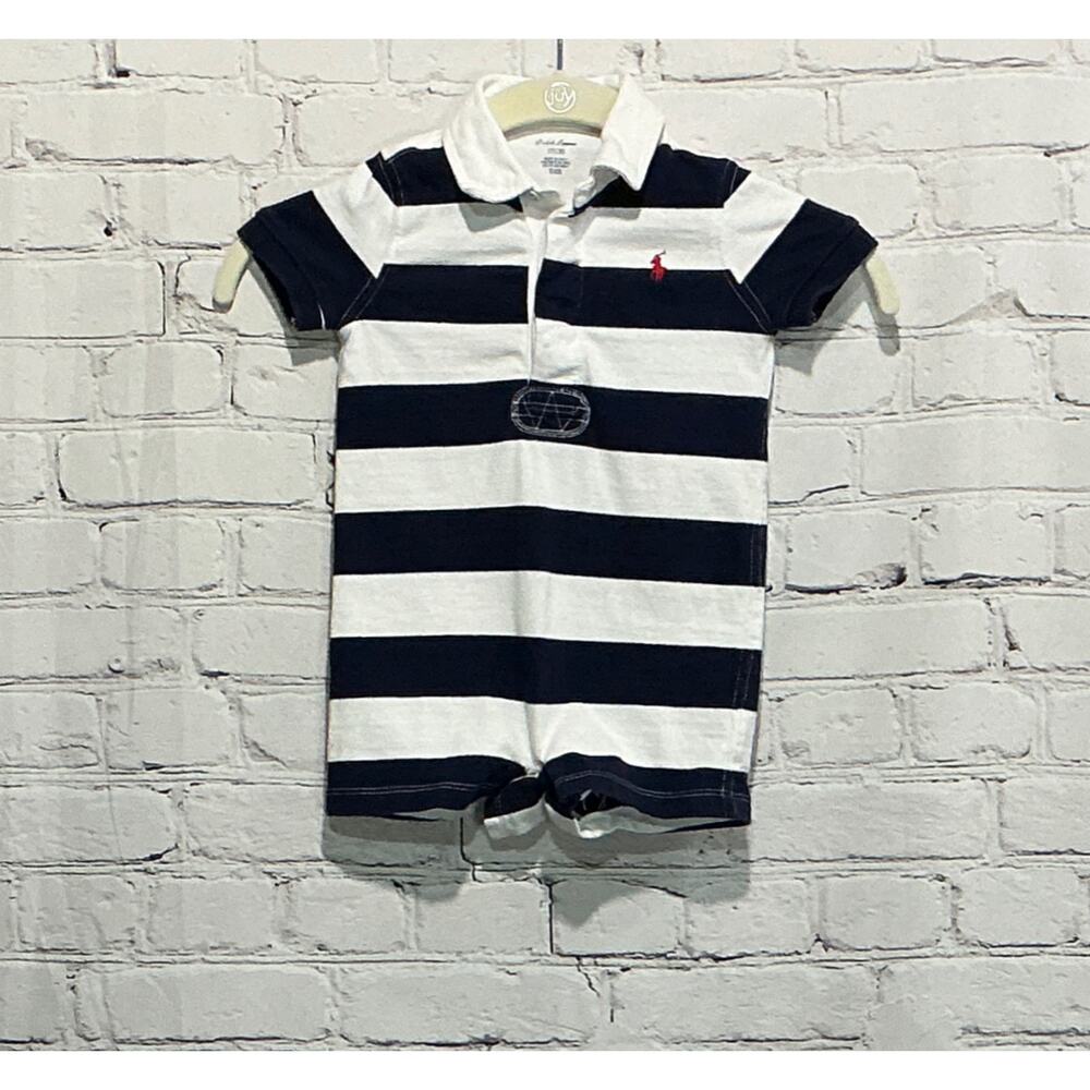 Ralph Lauren Baby Boys Striped Rugby Shortall (Size 12mos)